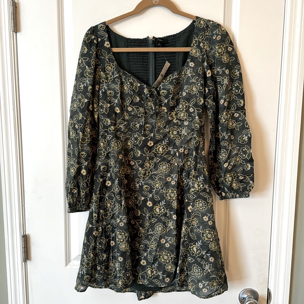 J. Crew Black and Gold Floral Dress